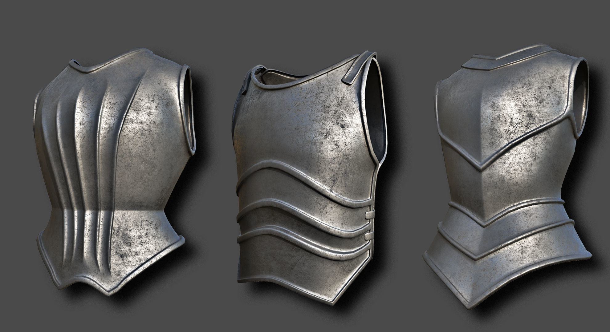 20 Body Armor Base Mesh Pack With UV Low-poly 3D model_2