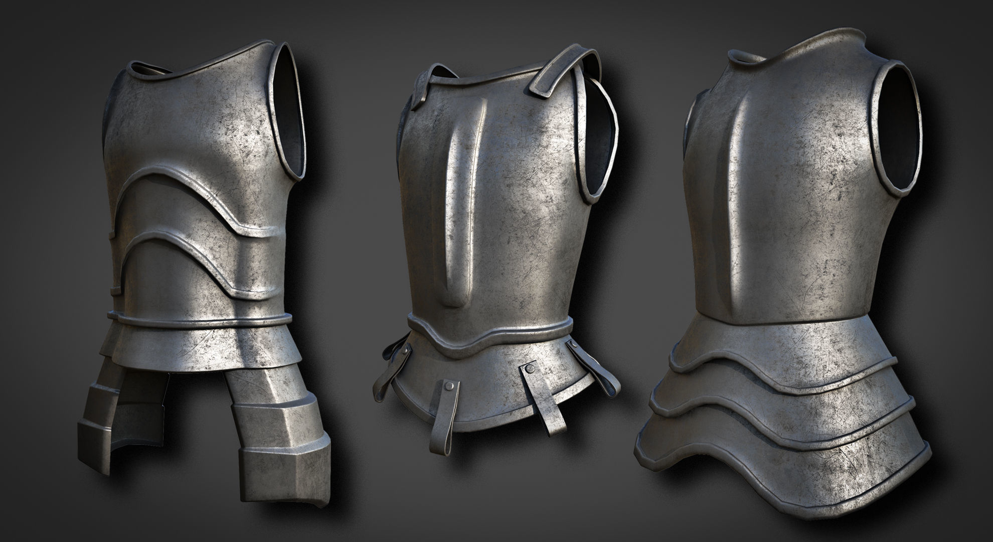 20 Body Armor Base Mesh Pack With UV Low-poly 3D model_4