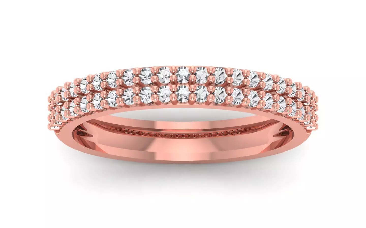 Solitaire Wedding Engagement Double Band Ring 3D print model_0