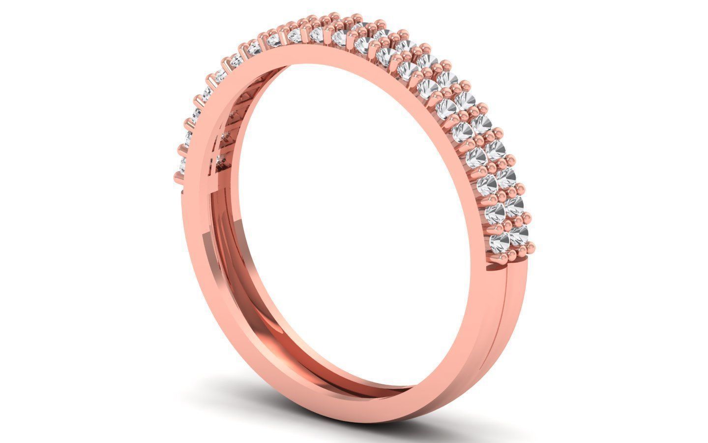 Solitaire Wedding Engagement Double Band Ring 3D print model_1