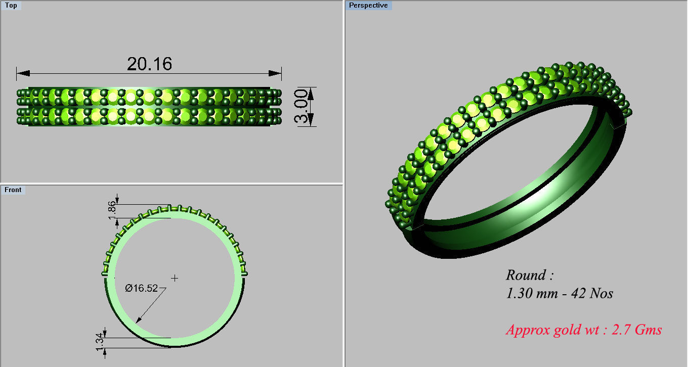 Solitaire Wedding Engagement Double Band Ring 3D print model_3