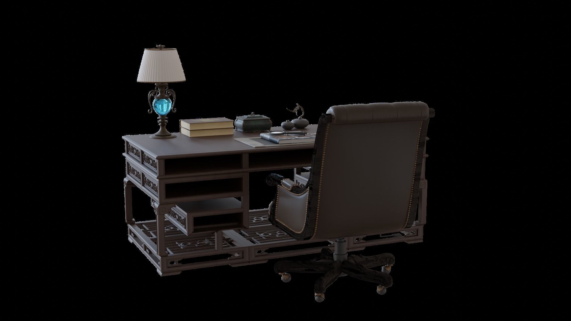 Chinese style CEO table 3D model_13