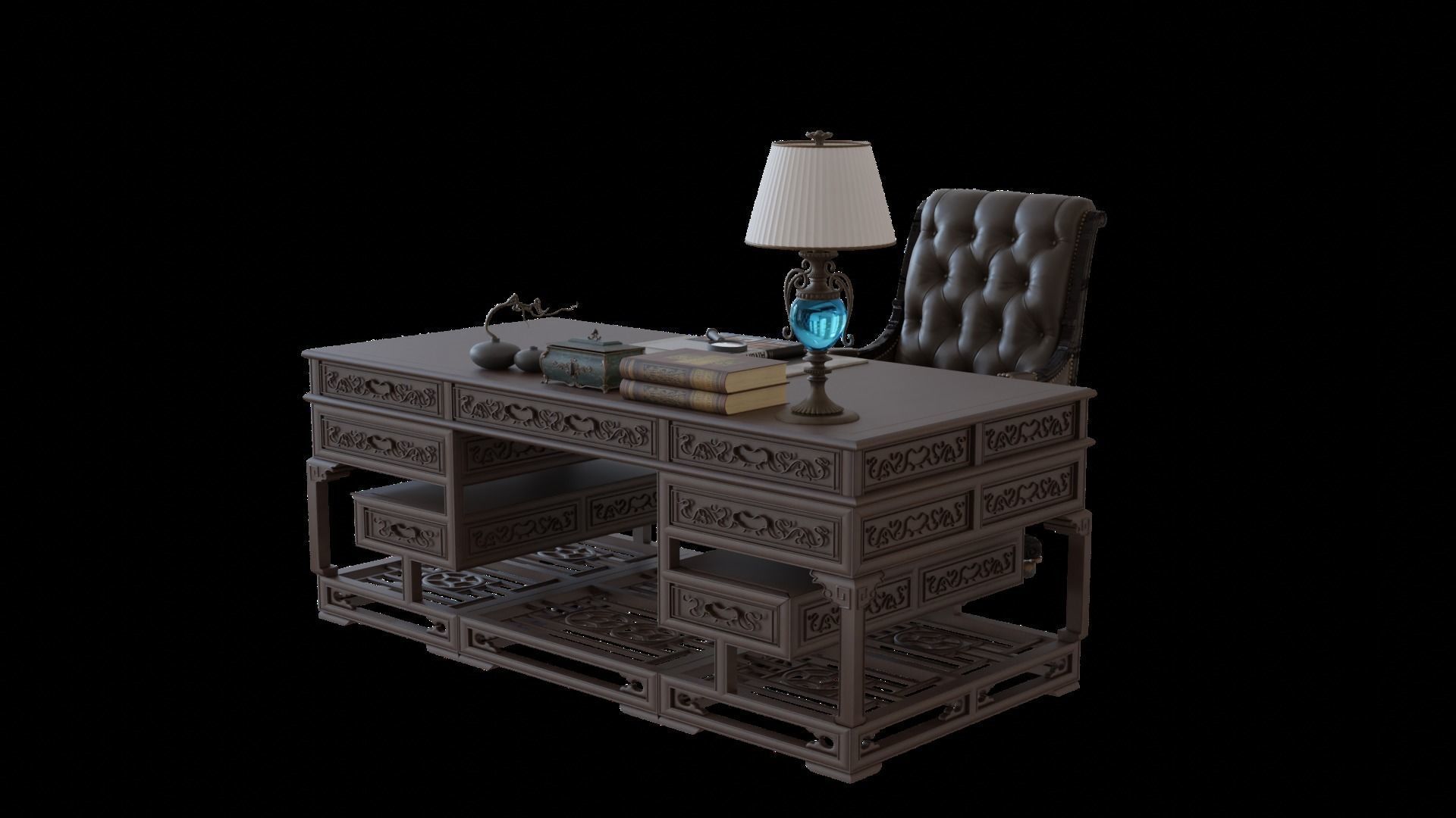 Chinese style CEO table 3D model_19