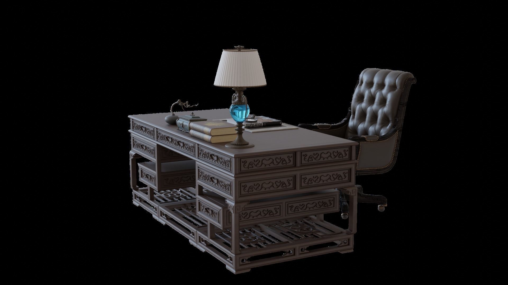 Chinese style CEO table 3D model_18