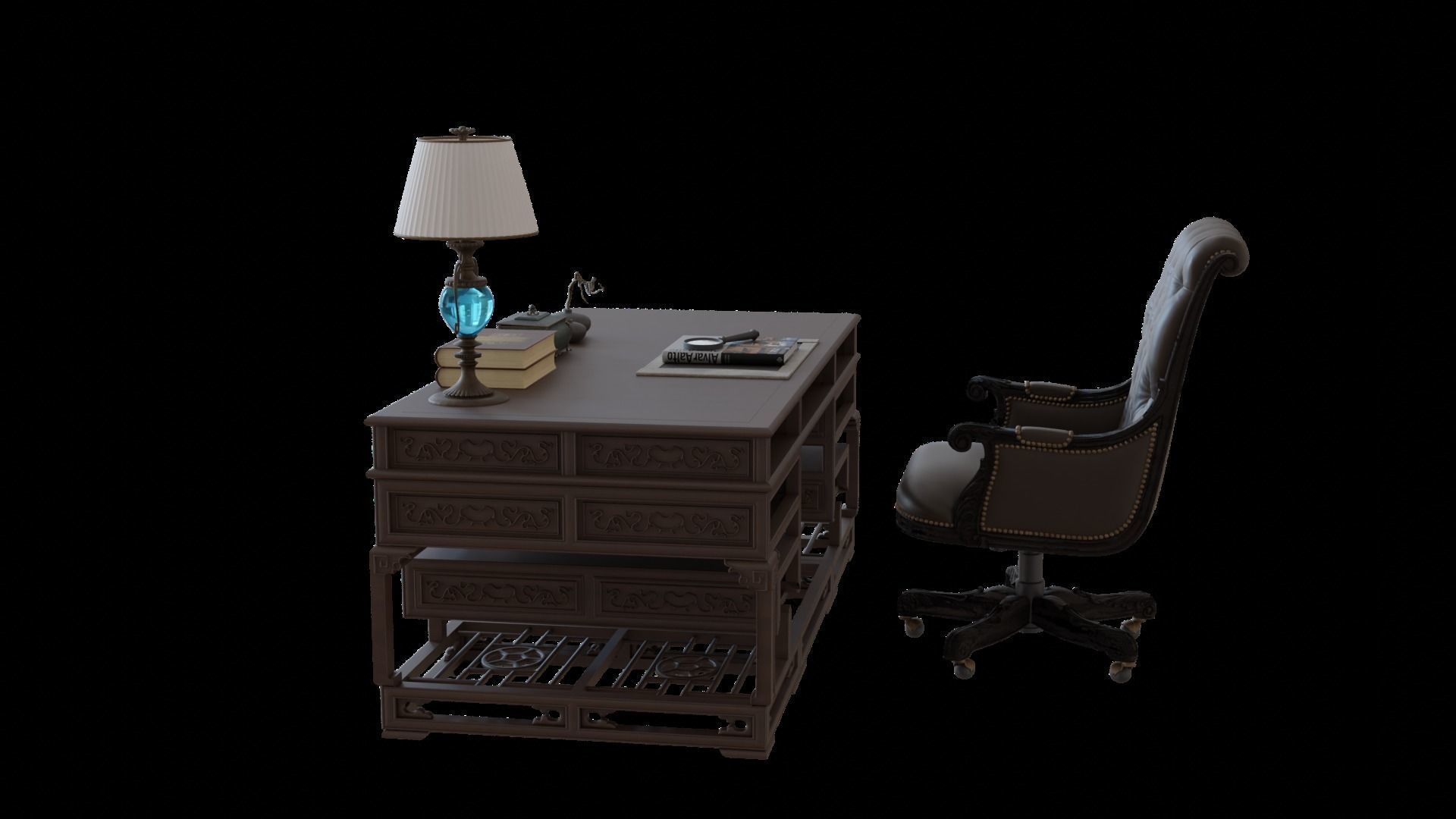 Chinese style CEO table 3D model_16
