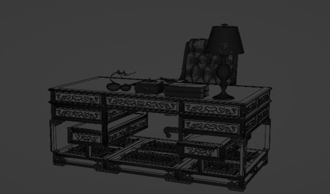 Chinese style CEO table 3D model_23
