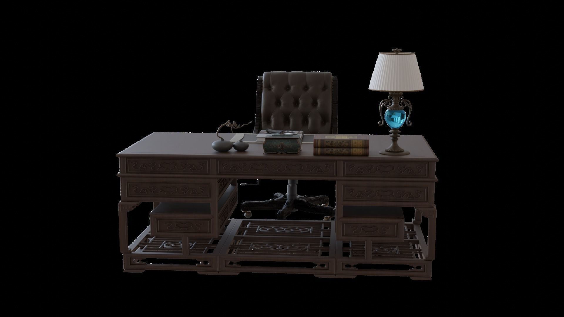 Chinese style CEO table 3D model_2