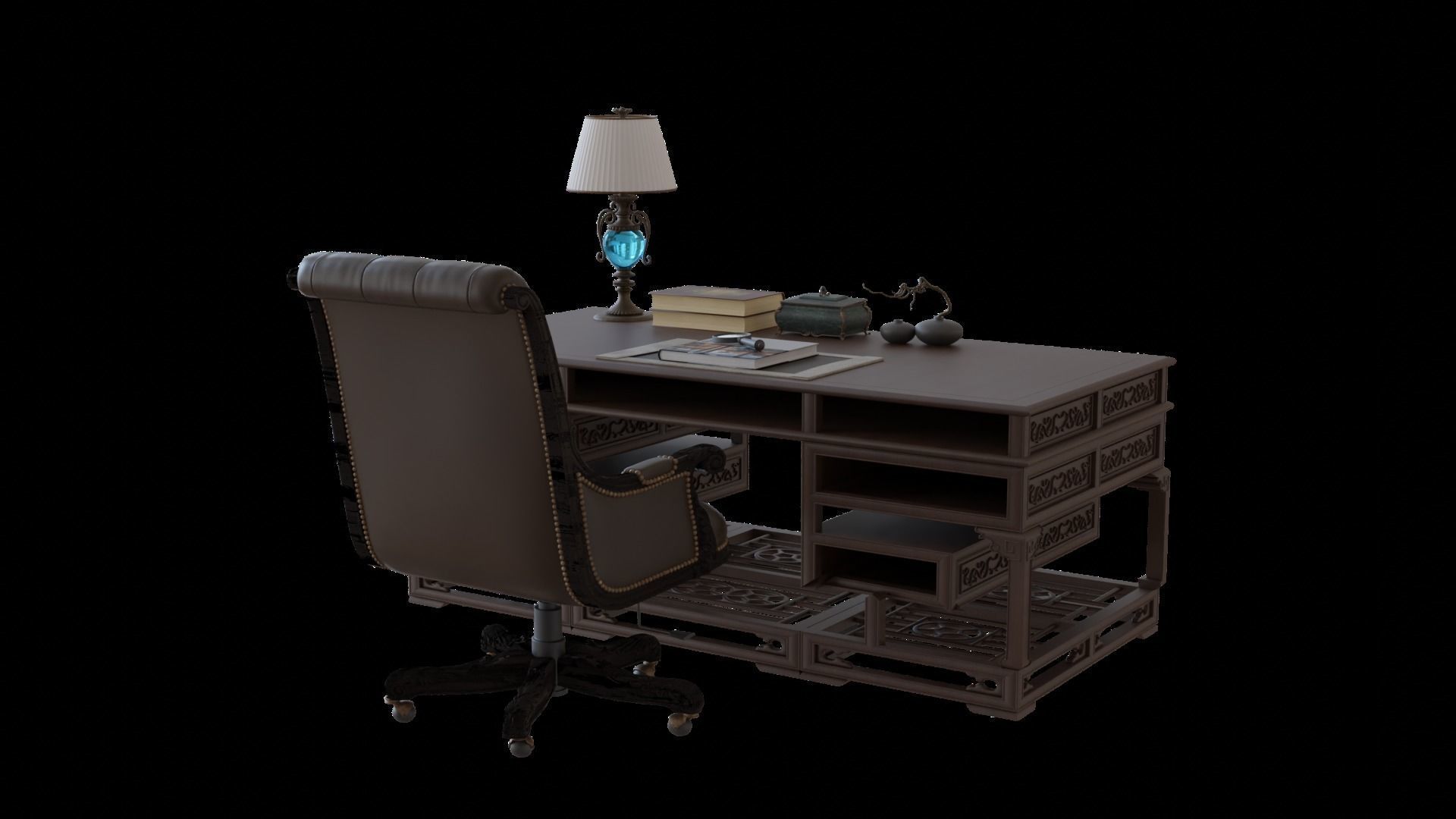 Chinese style CEO table 3D model_10