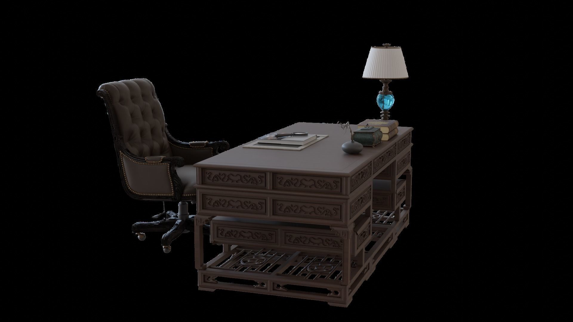 Chinese style CEO table 3D model_6