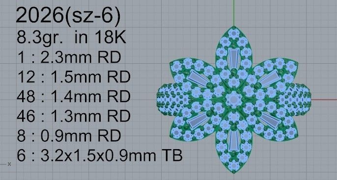 Opened Flower Diamond 2026 3D print model 3D print model_4