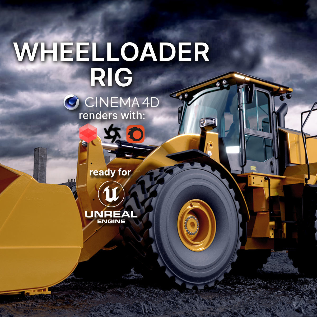 Wheel loader rig 3D model_0