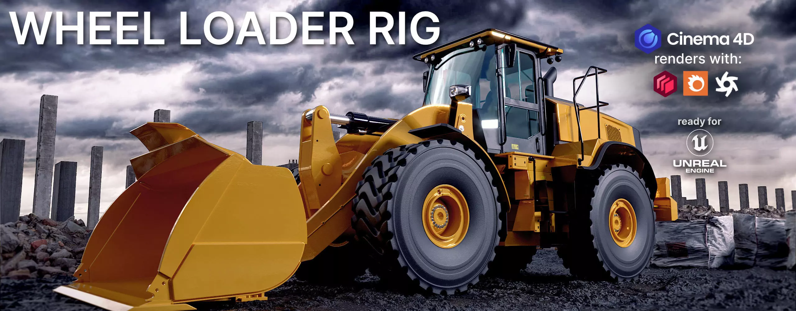 Wheel loader rig  3D model_3