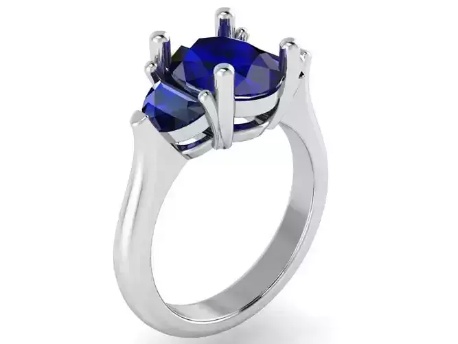 3-Stone Blue Diamond ring 2029 3D print model 3D print model
