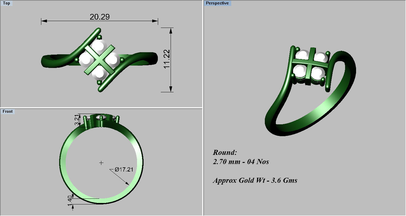 Solitaire Wedding Engagement Bypass Ring  3D print model_3