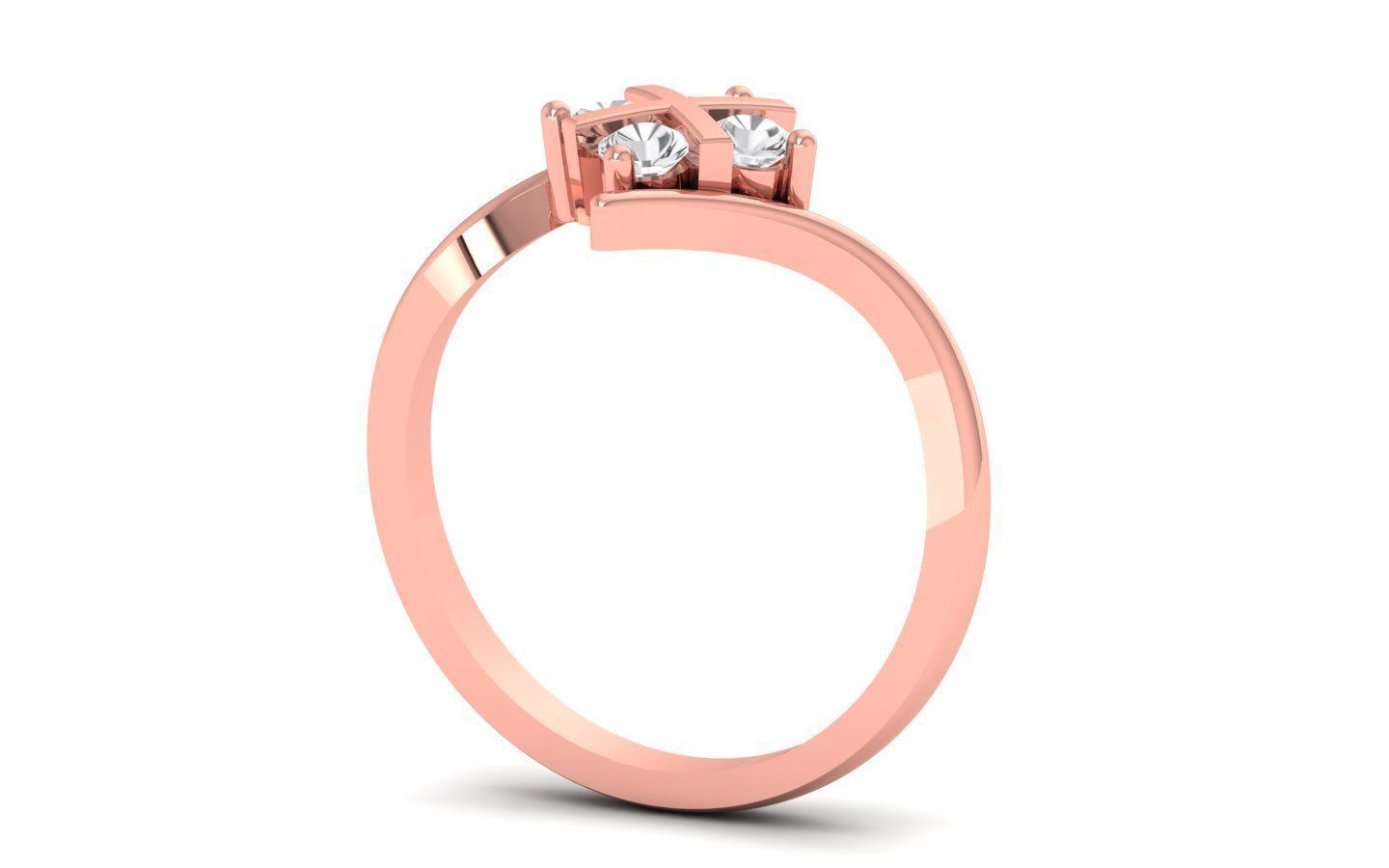 Solitaire Wedding Engagement Bypass Ring  3D print model_2