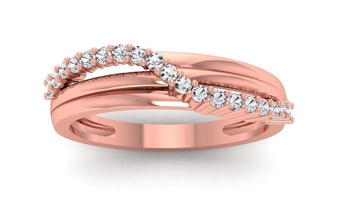 Solitaire Wedding Engagement Bypass Double Band Ring  3D print model