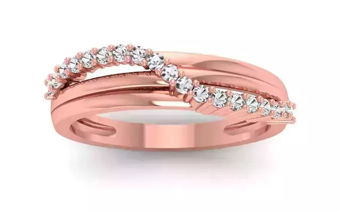 Solitaire Wedding Engagement Bypass Double Band Ring  3D print model