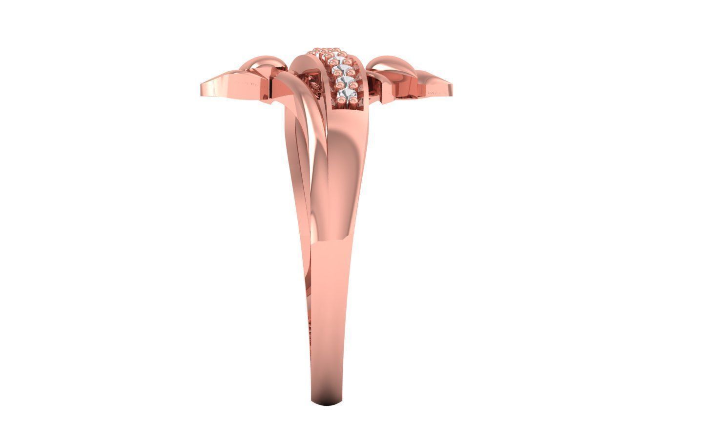 Solitaire Wedding Engagement Bypass Flower Ring  3D print model_2