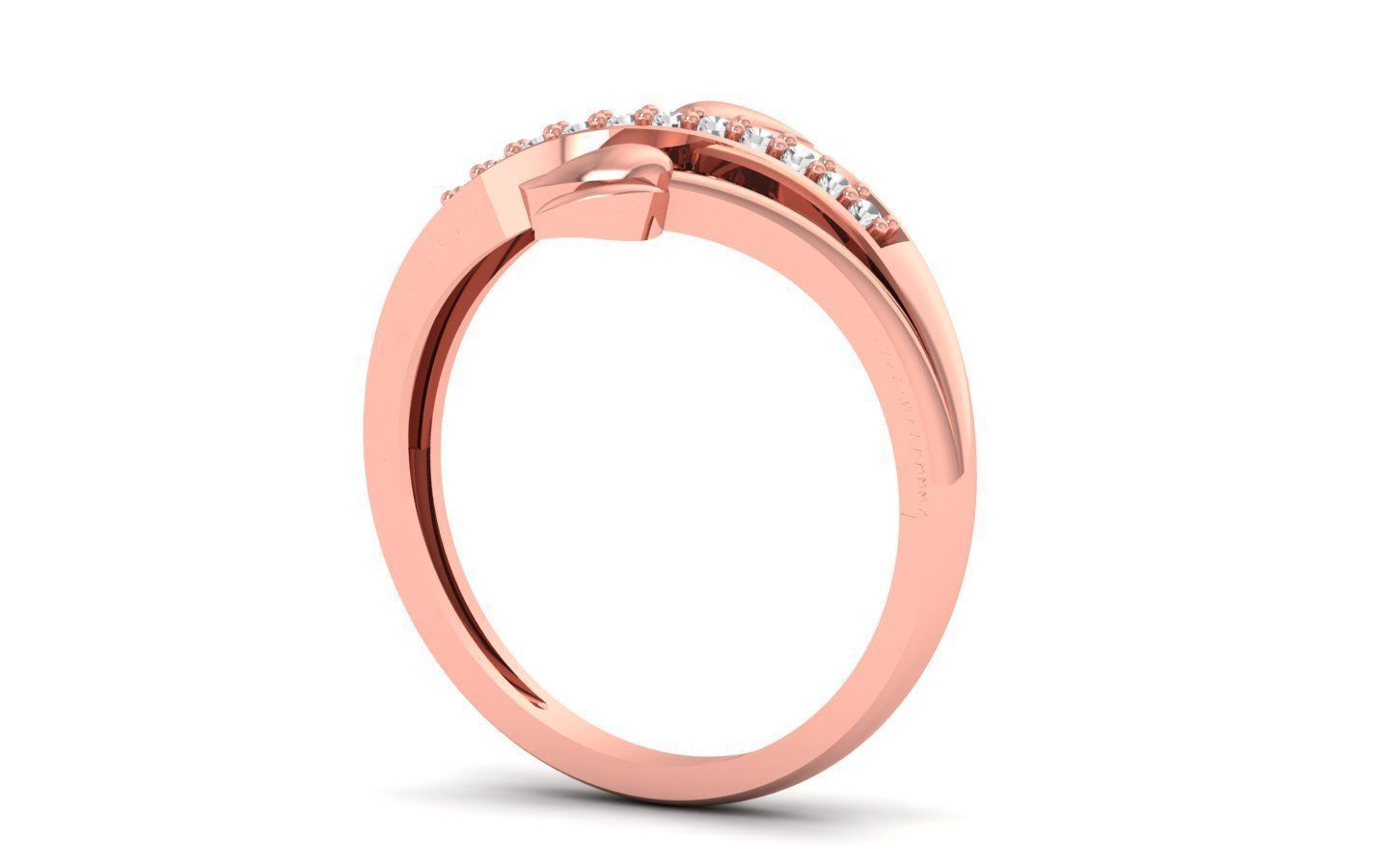 Solitaire Wedding Engagement Bypass Flower Ring  3D print model_1