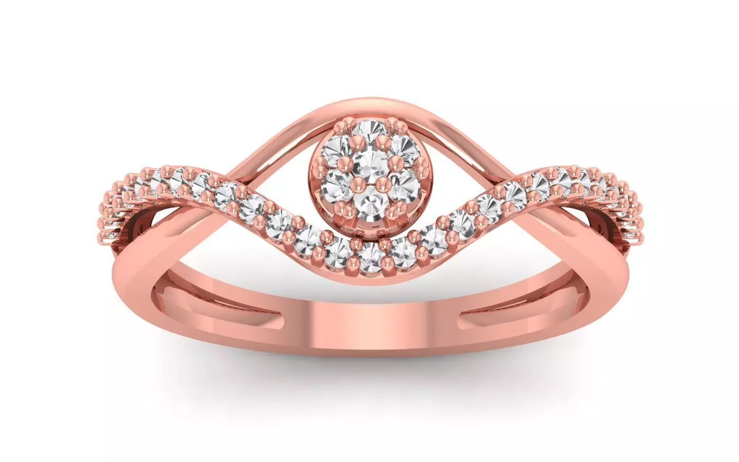 Solitaire Wedding Engagement Double Band Ring  3D print model_0