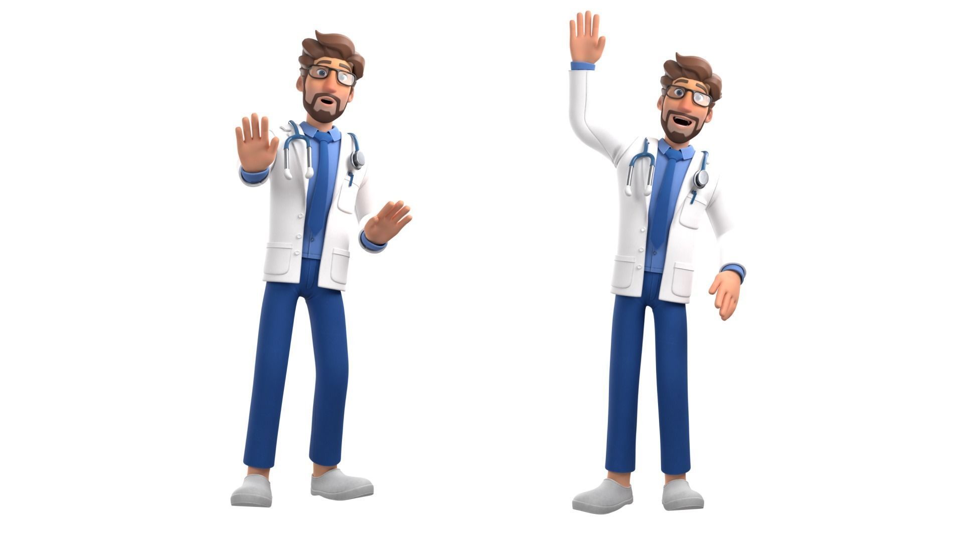 Doctor Man Character Rigged Low-poly 3D model_7