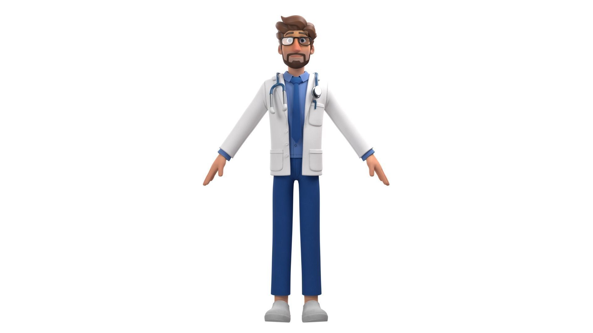 Doctor Man Character Rigged Low-poly 3D model_22