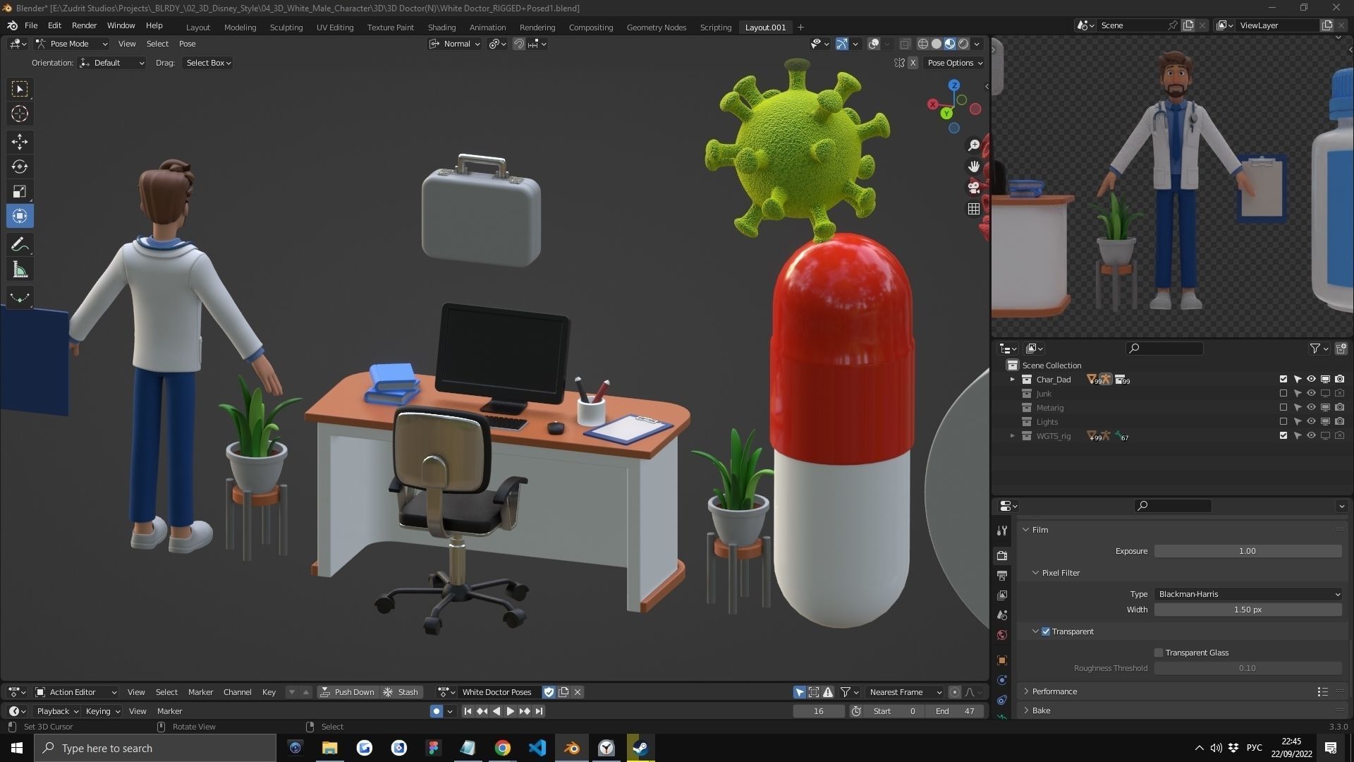 Doctor Man Character Rigged Low-poly 3D model_17