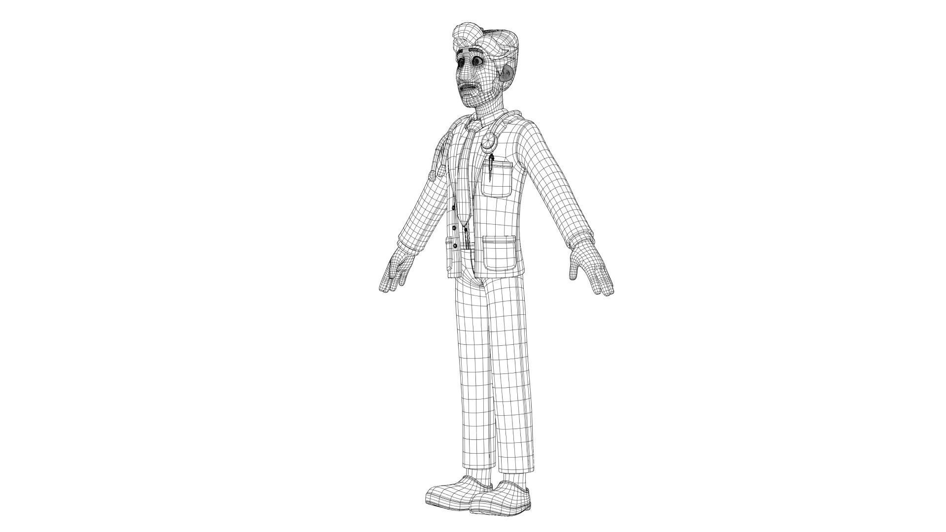 Doctor Man Character Rigged Low-poly 3D model_28