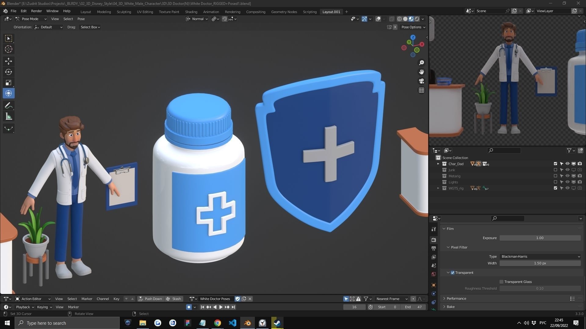 Doctor Man Character Rigged Low-poly 3D model_18
