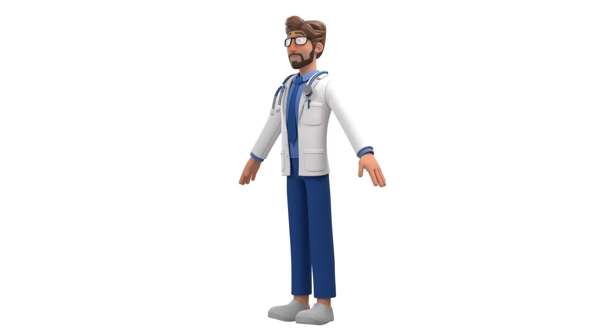 Doctor Man Character Rigged Low-poly 3D model_23