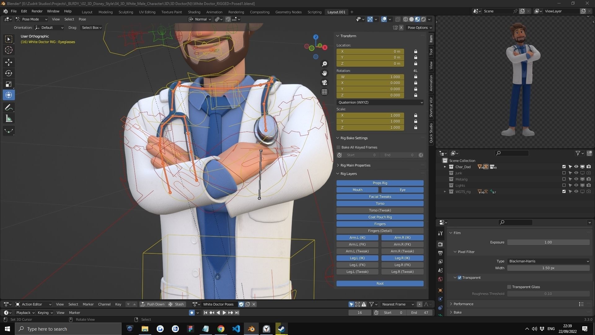 Doctor Man Character Rigged Low-poly 3D model_10