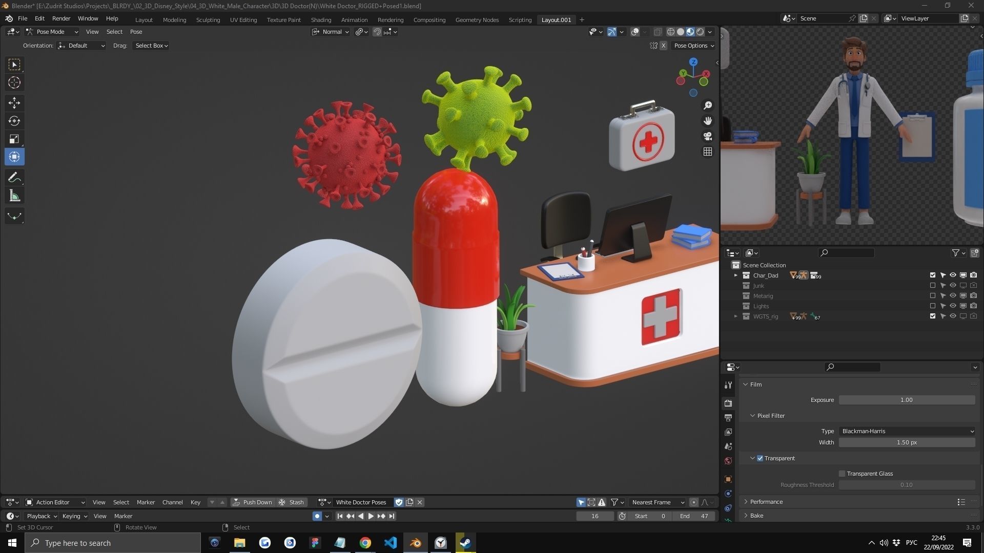 Doctor Man Character Rigged Low-poly 3D model_15