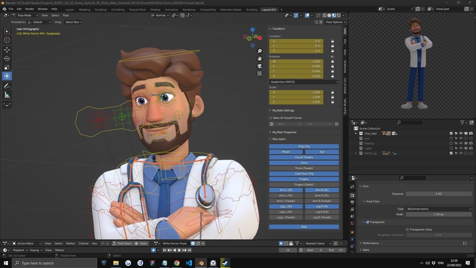 Doctor Man Character Rigged Low-poly 3D model_9