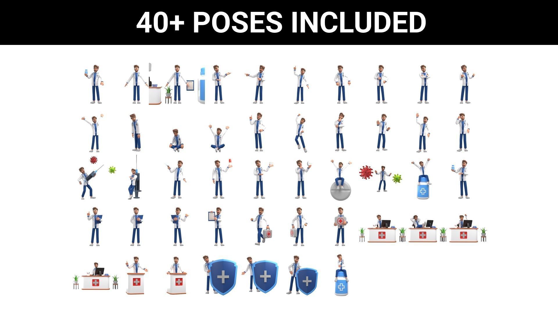 Doctor Man Character Rigged Low-poly 3D model_5