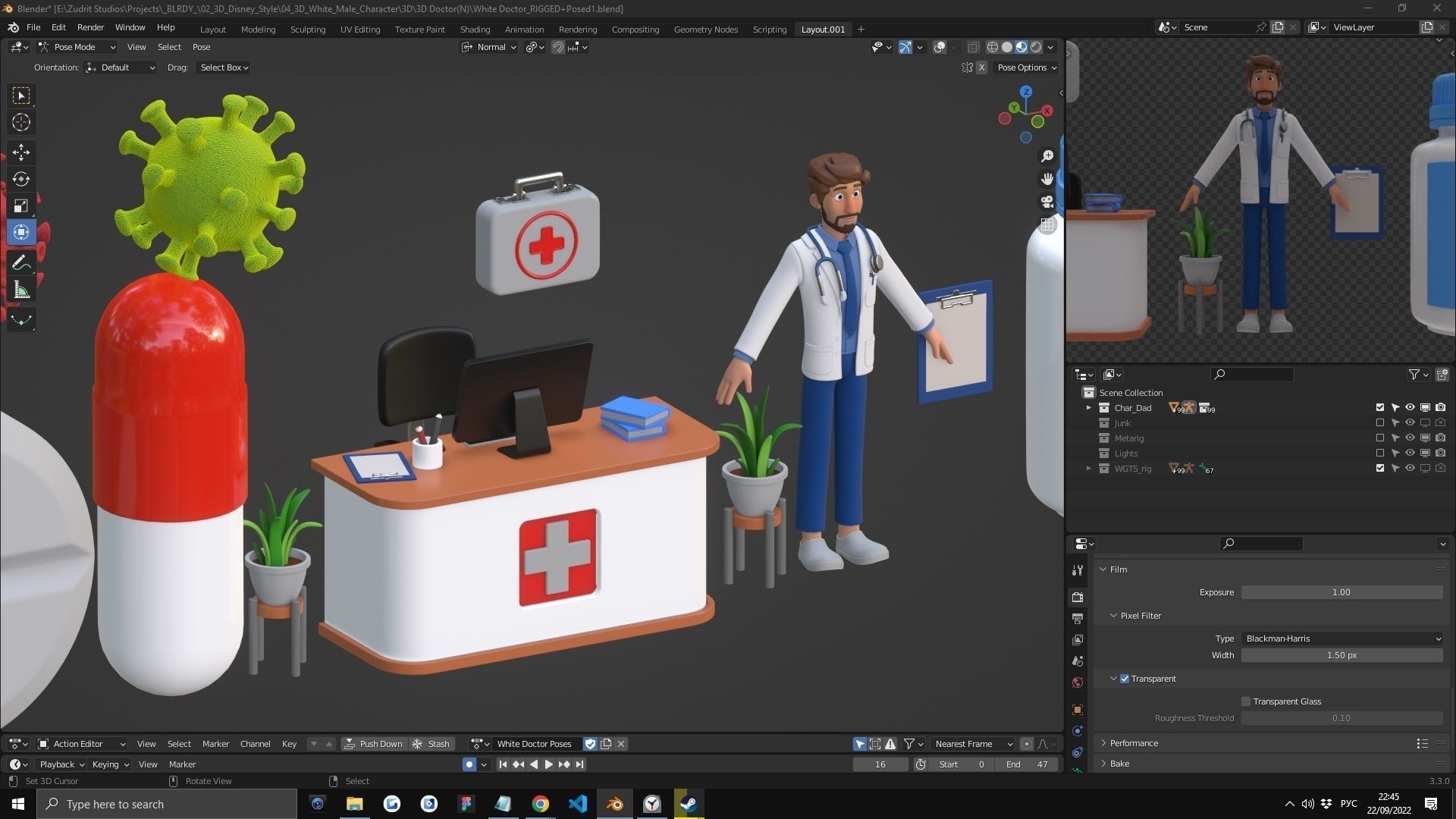 Doctor Man Character Rigged Low-poly 3D model_16