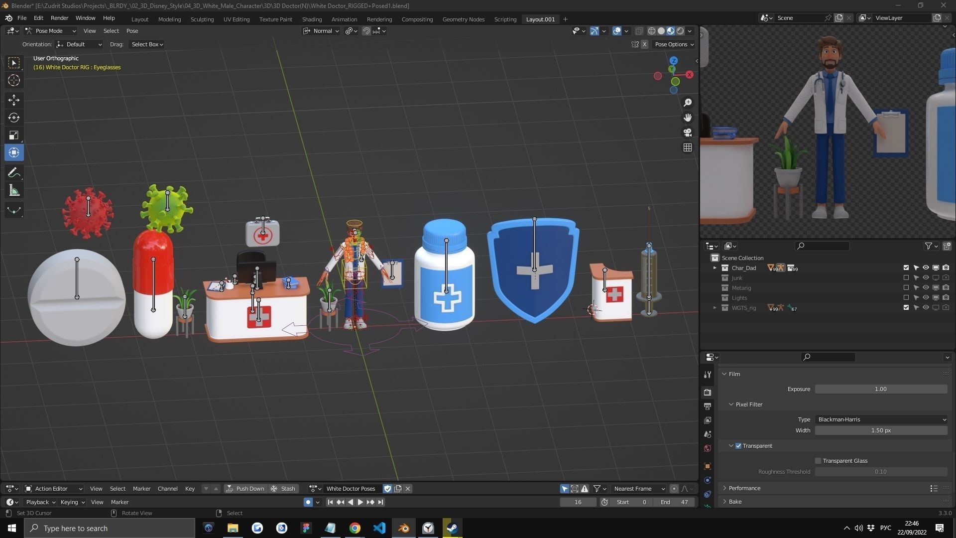 Doctor Man Character Rigged Low-poly 3D model_2