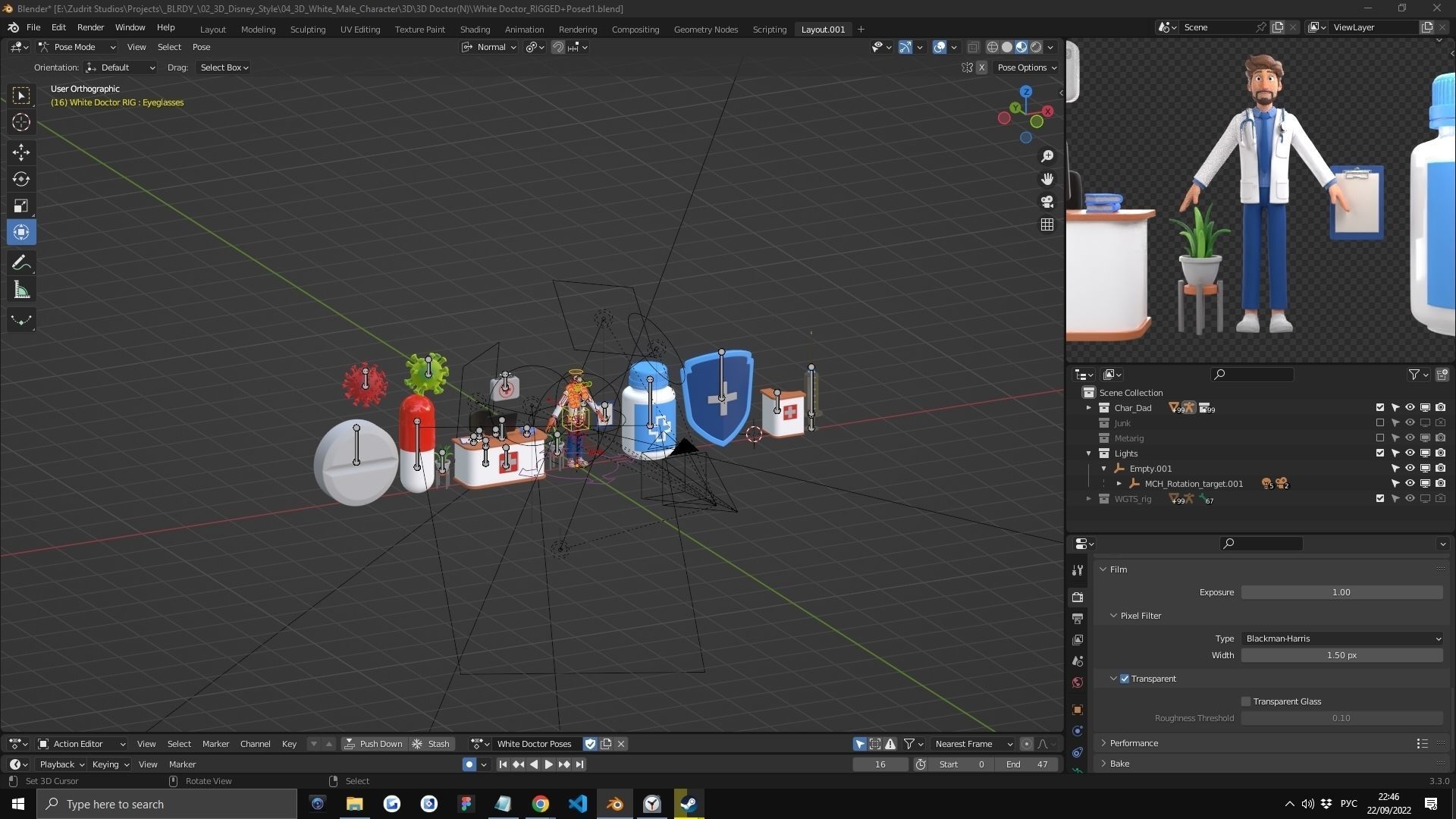 Doctor Man Character Rigged Low-poly 3D model_14