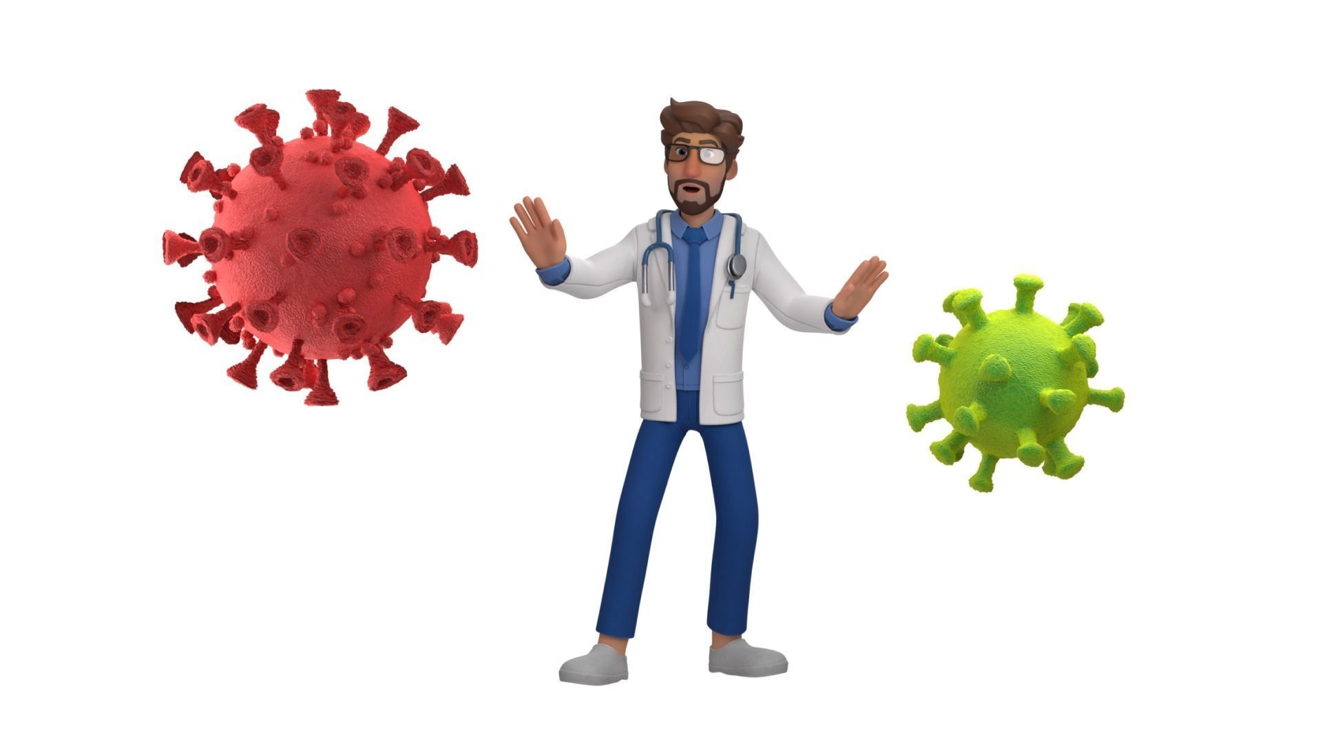 Doctor Man Character Rigged Low-poly 3D model_8
