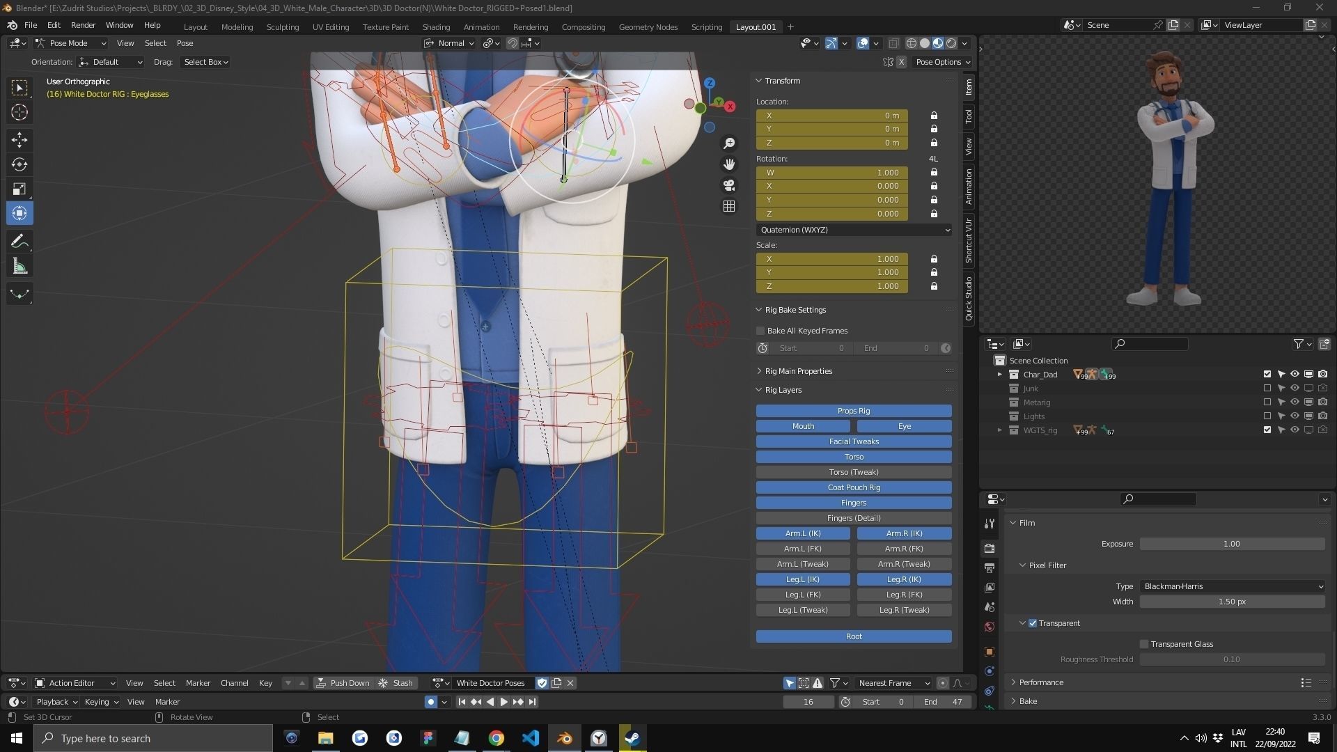 Doctor Man Character Rigged Low-poly 3D model_11