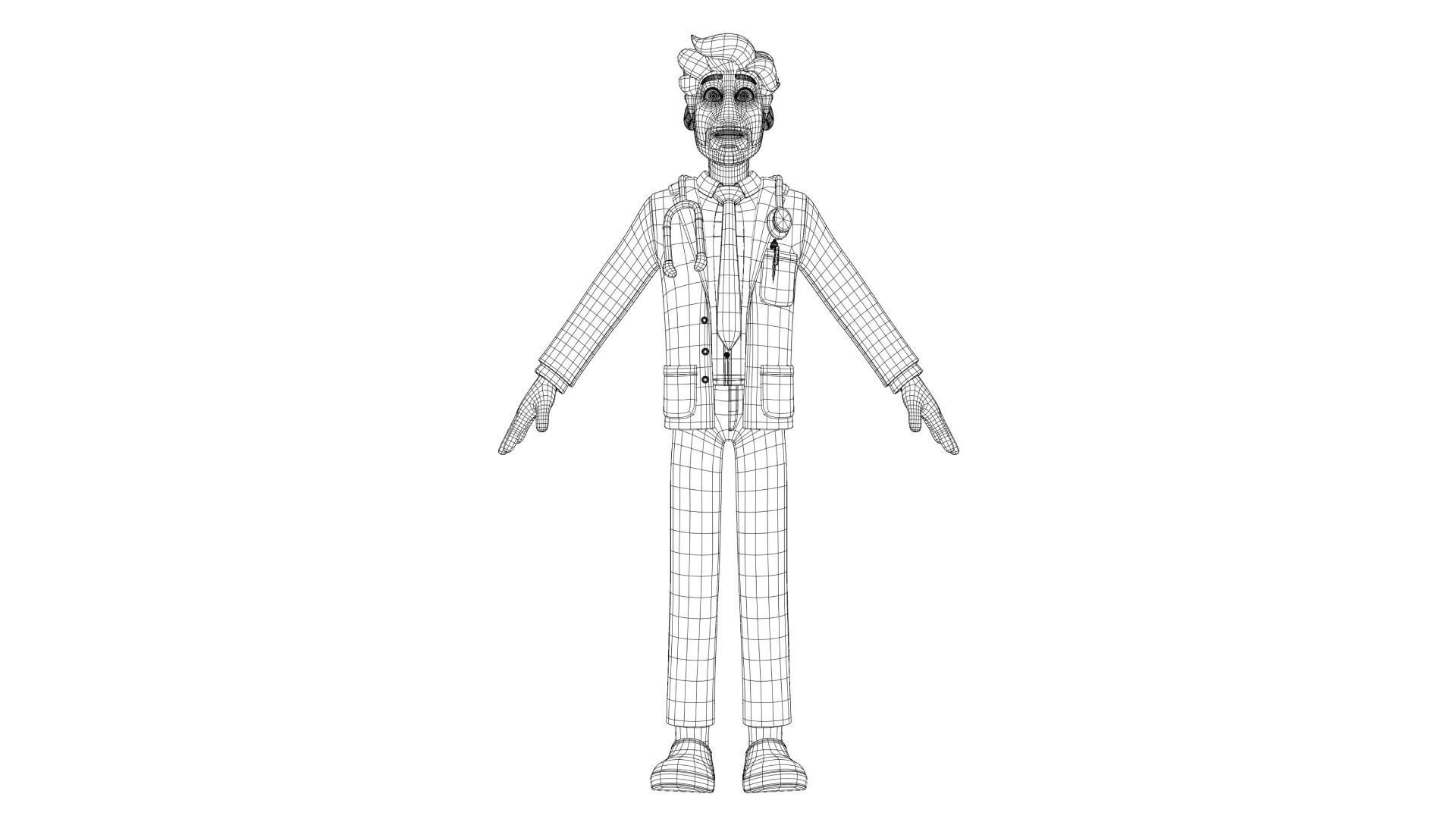 Doctor Man Character Rigged Low-poly 3D model_27