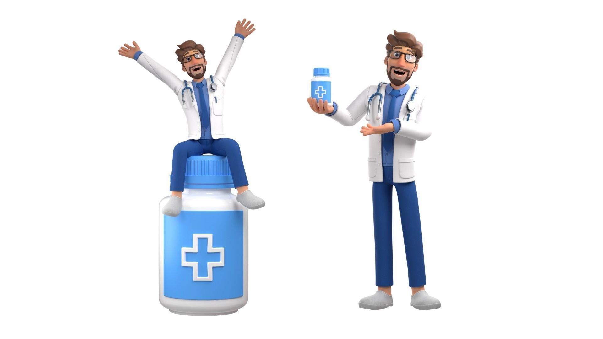 Doctor Man Character Rigged Low-poly 3D model_13