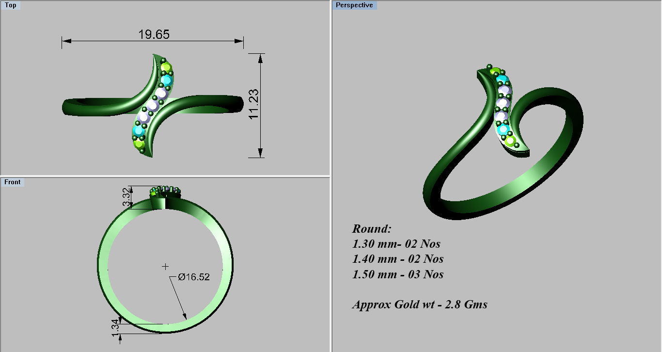 Solitaire Wedding Engagement Bypass Ring  3D print model_3