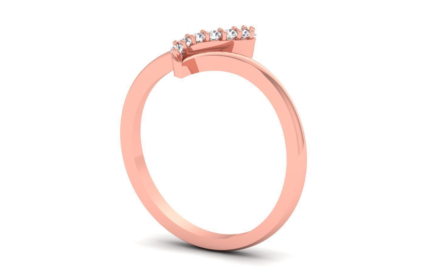 Solitaire Wedding Engagement Bypass Ring  3D print model_1