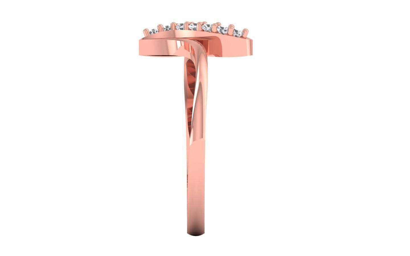 Solitaire Wedding Engagement Bypass Ring  3D print model_2