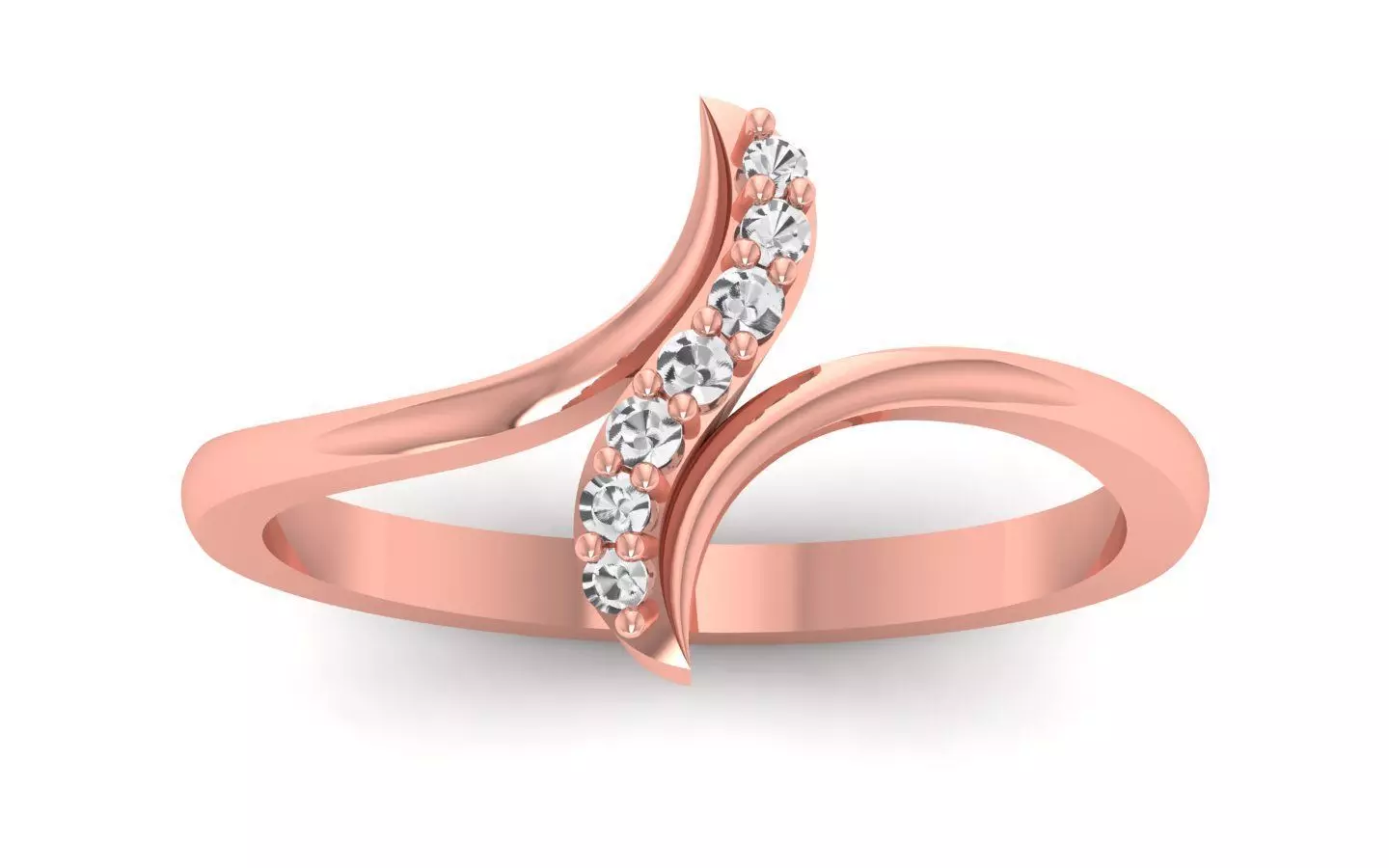 Solitaire Wedding Engagement Bypass Ring  3D print model_0