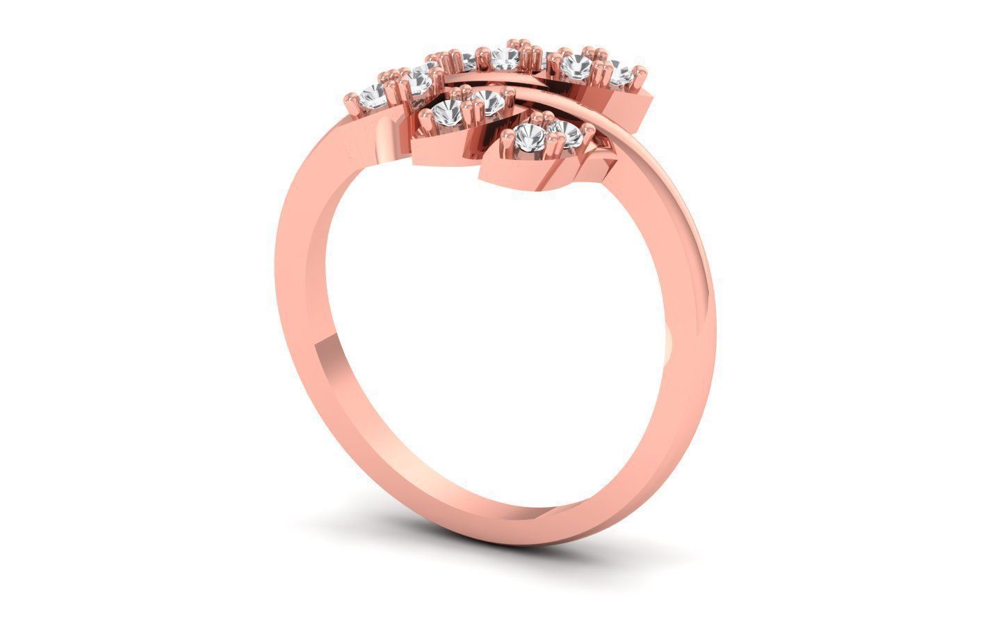 Solitaire Wedding Engagement Bypass Flower Ring  3D print model_1