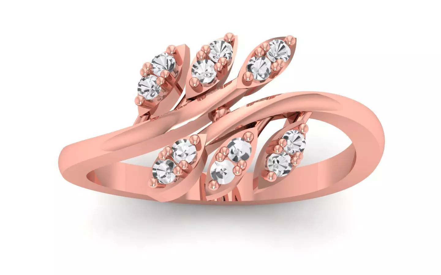 Solitaire Wedding Engagement Bypass Flower Ring  3D print model_0