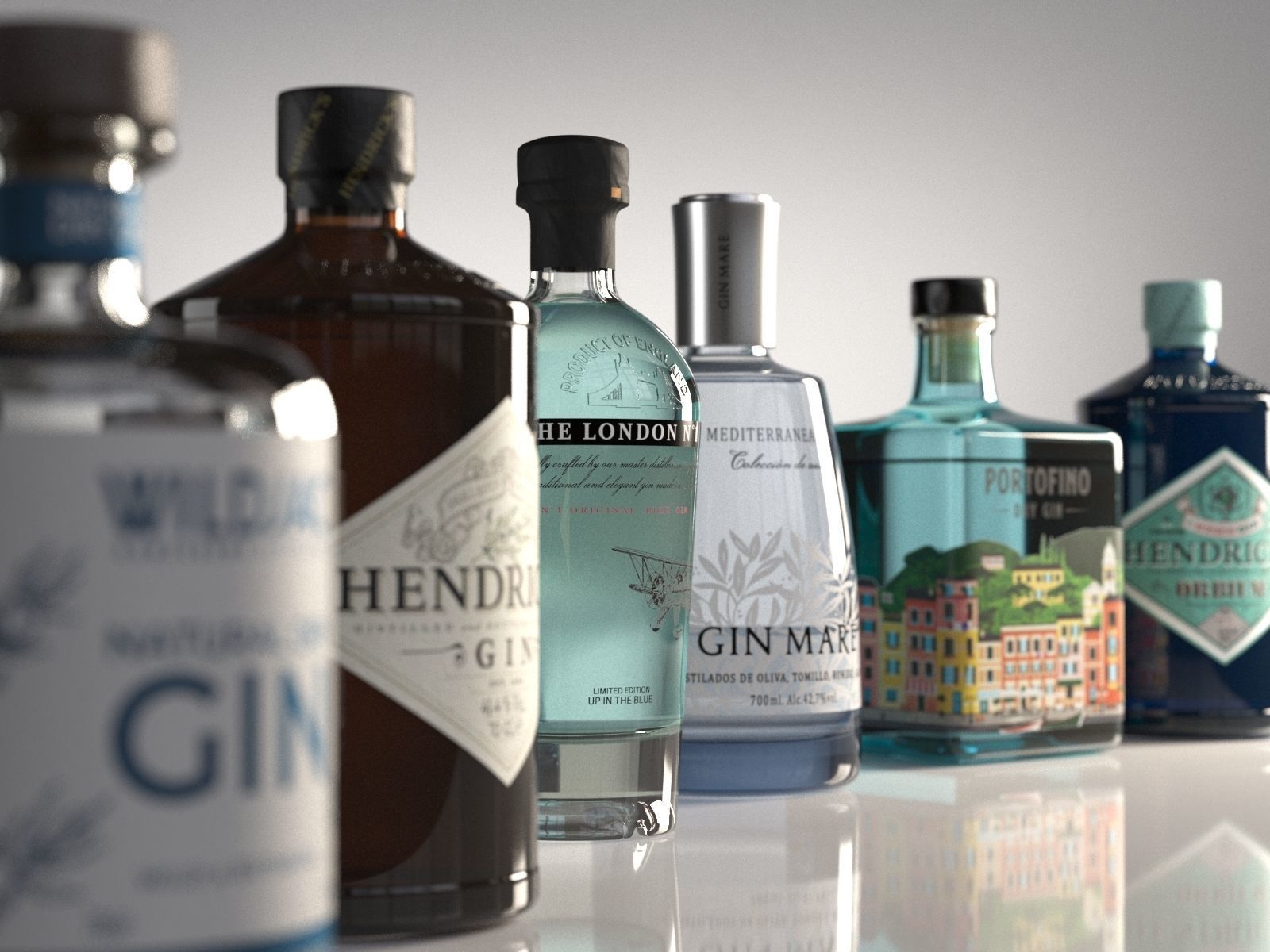 Gin Bottles 3D model_2