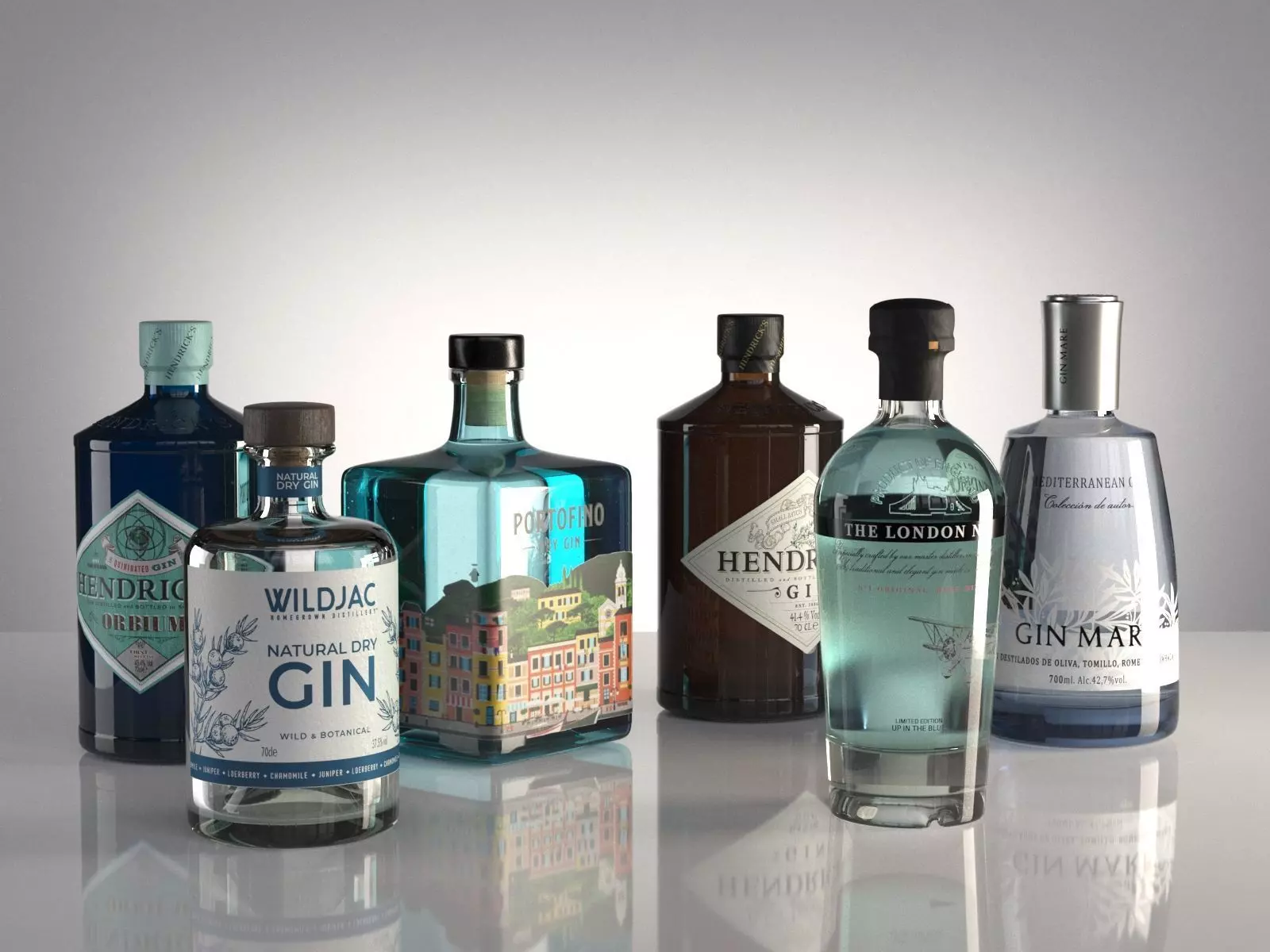 Gin Bottles 3D model_0
