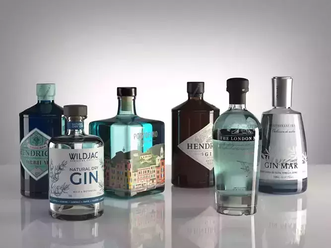 Gin Bottles 3D model